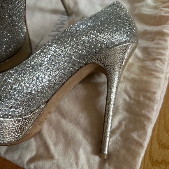 JIMMY CHOO GLITTER PEEP TOE PUMPS SZ 8.5 - Picture 6 of 16